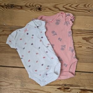 Carter’s Pink & White Floral/Animal Bodysuit Set 0–3M